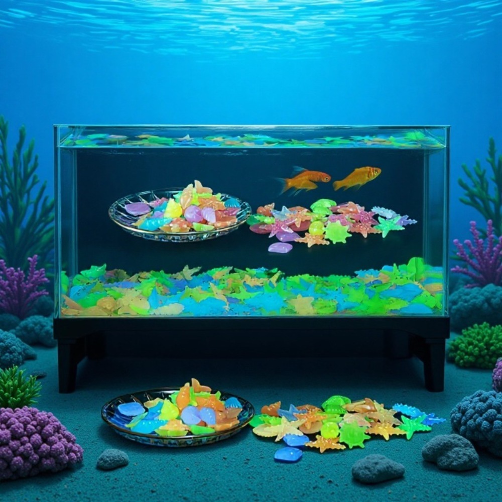 Aquarium Fish Guppy - Glowing Luminous Ocean Stones Fluorescent Conch